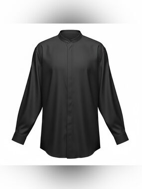 Men's Black Mandarin Collar Dress Shirt — Modern Tailored Fit